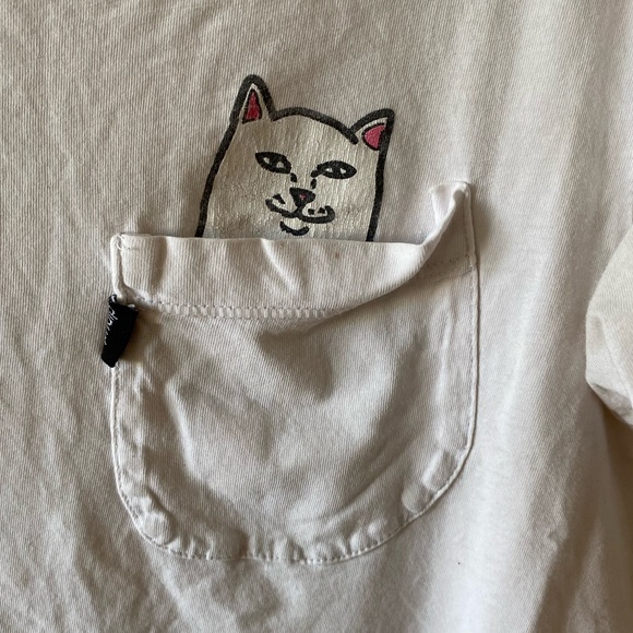 Rip n Dip T Shirt Mens Medium White Pocket Cat Streetwear - Picture 2 of 5